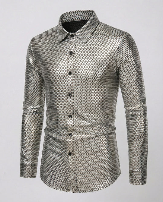 Herren Hemd mit glanzvollem Wabenmuster R&B