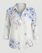 Leinenoptik Bluse Damen Floral