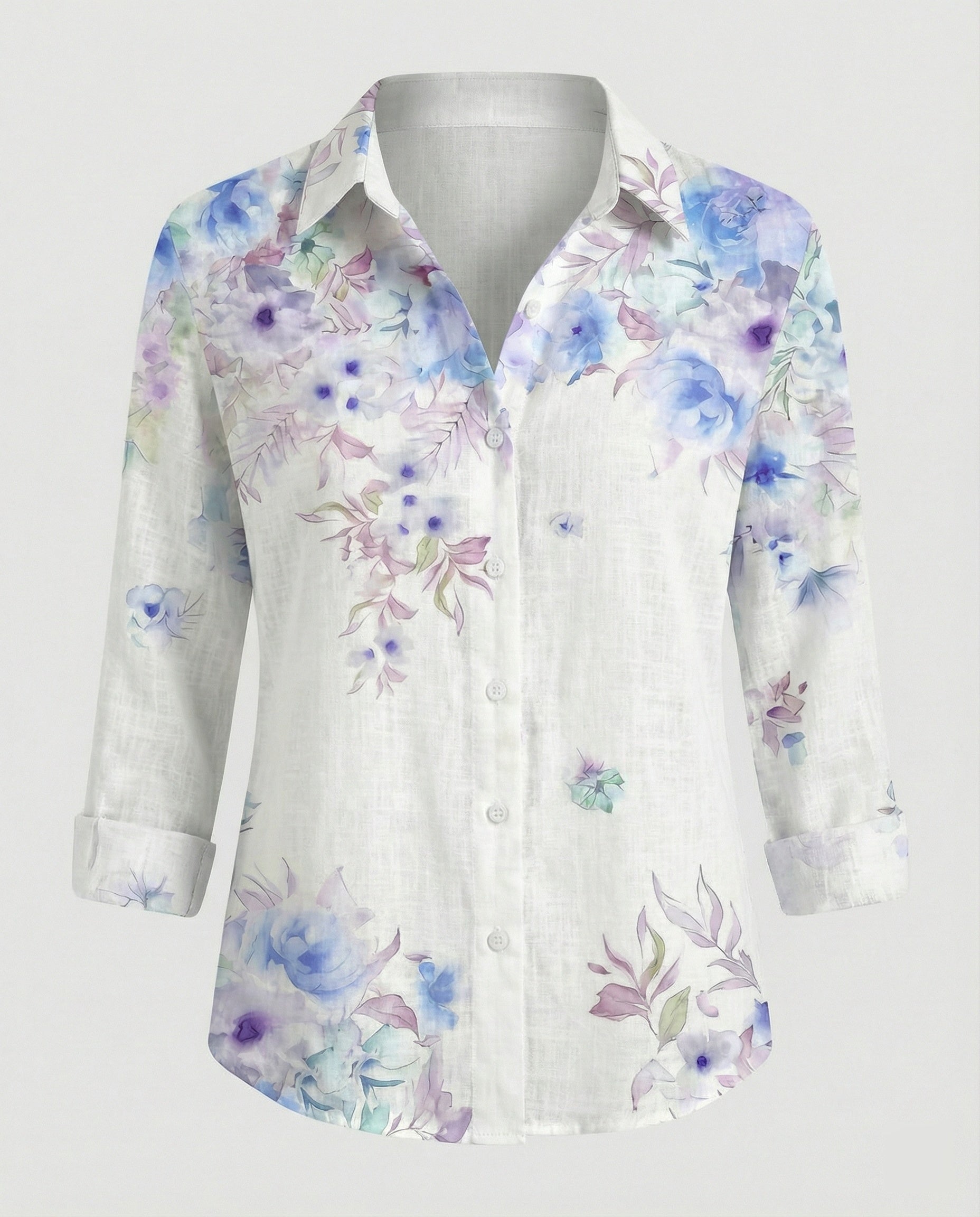 Leinenoptik Bluse Damen Floral