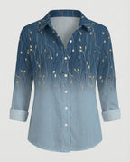 Leinenoptik Bluse Damen Floral