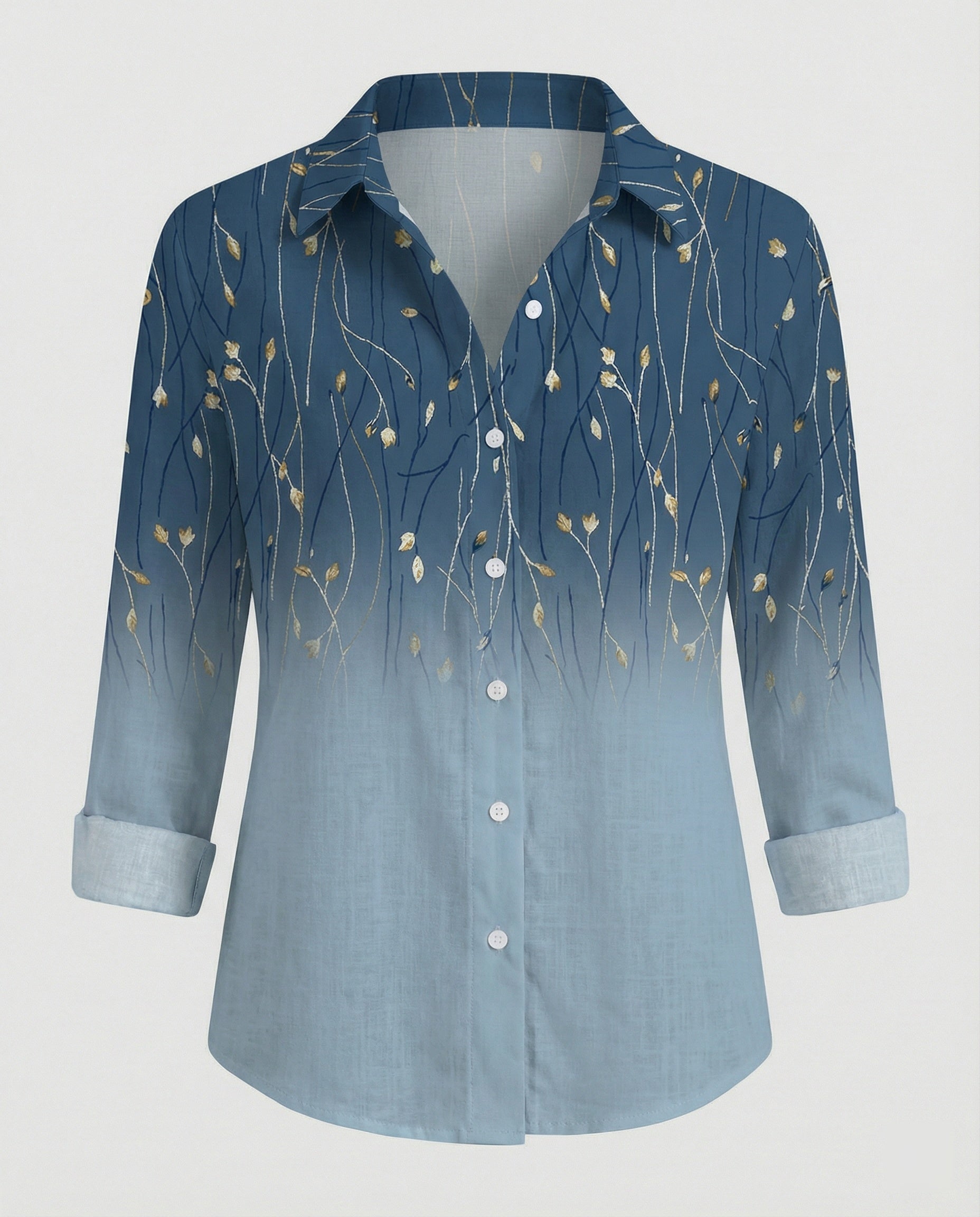 Leinenoptik Bluse Damen Floral