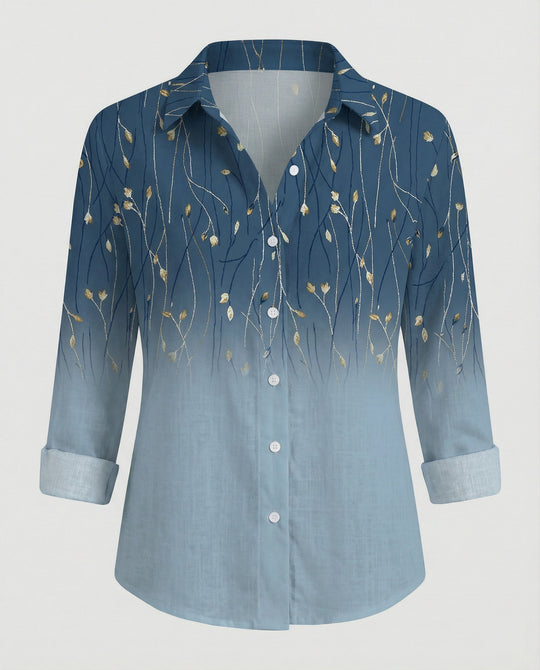 Leinenoptik Bluse Damen Floral