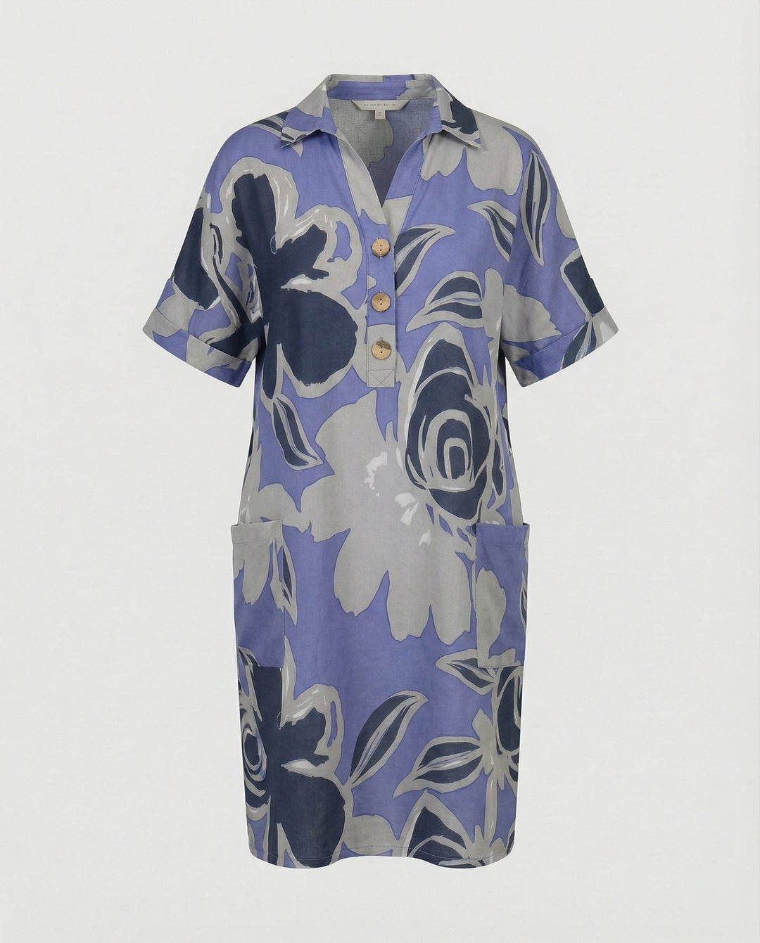 Damen Hemdkleid A-Linie mit Taschen