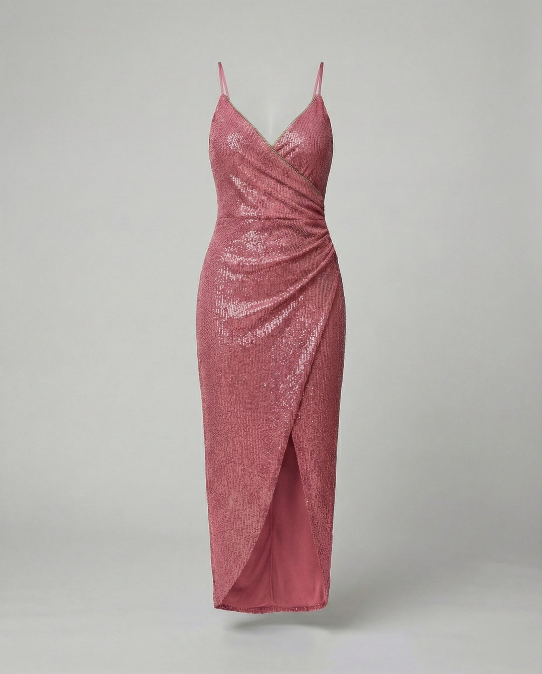 Damen Glamouröses Wickelkleid mit glitzender Oberfläche und hoch geschlitzt R&B