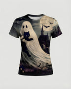 Kurzarmshirt Totenkopf Print Damen