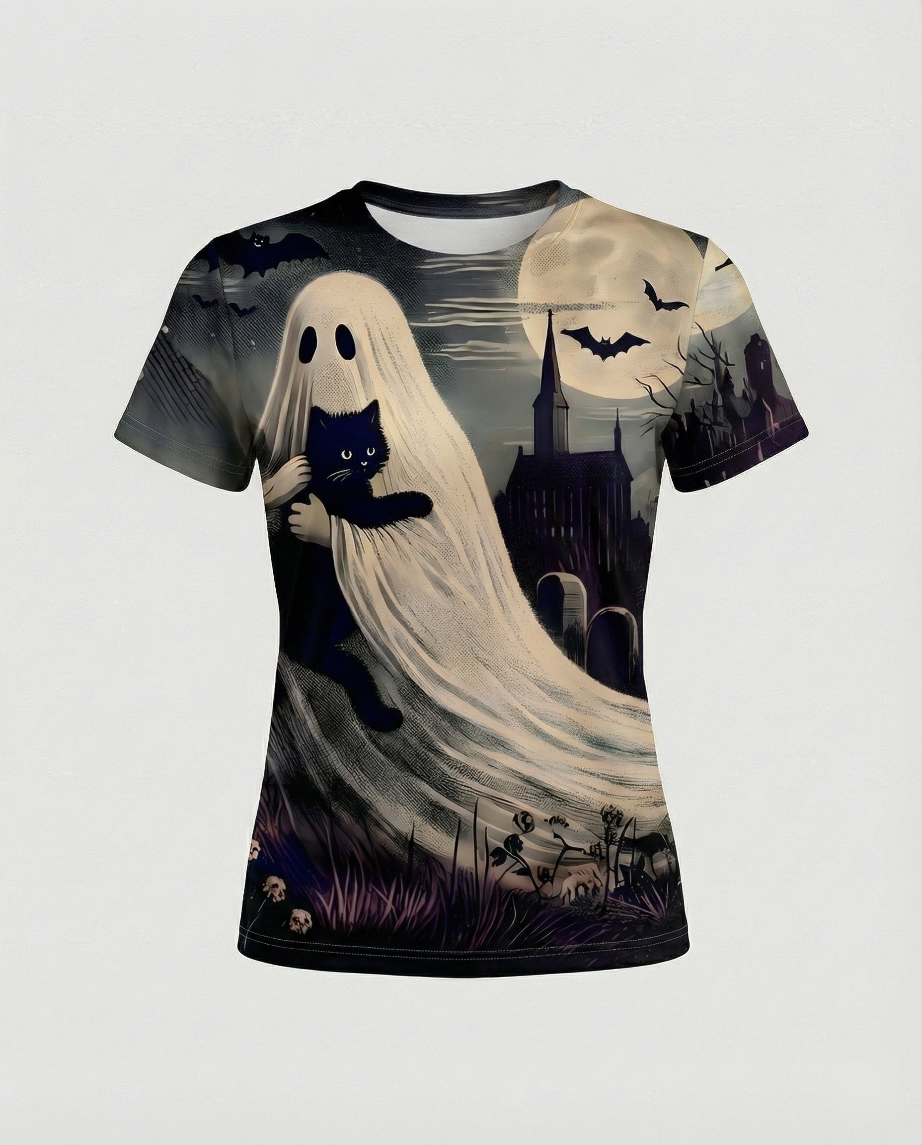 Kurzarmshirt Totenkopf Print Damen