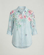 Leinenoptik Bluse Damen Floral