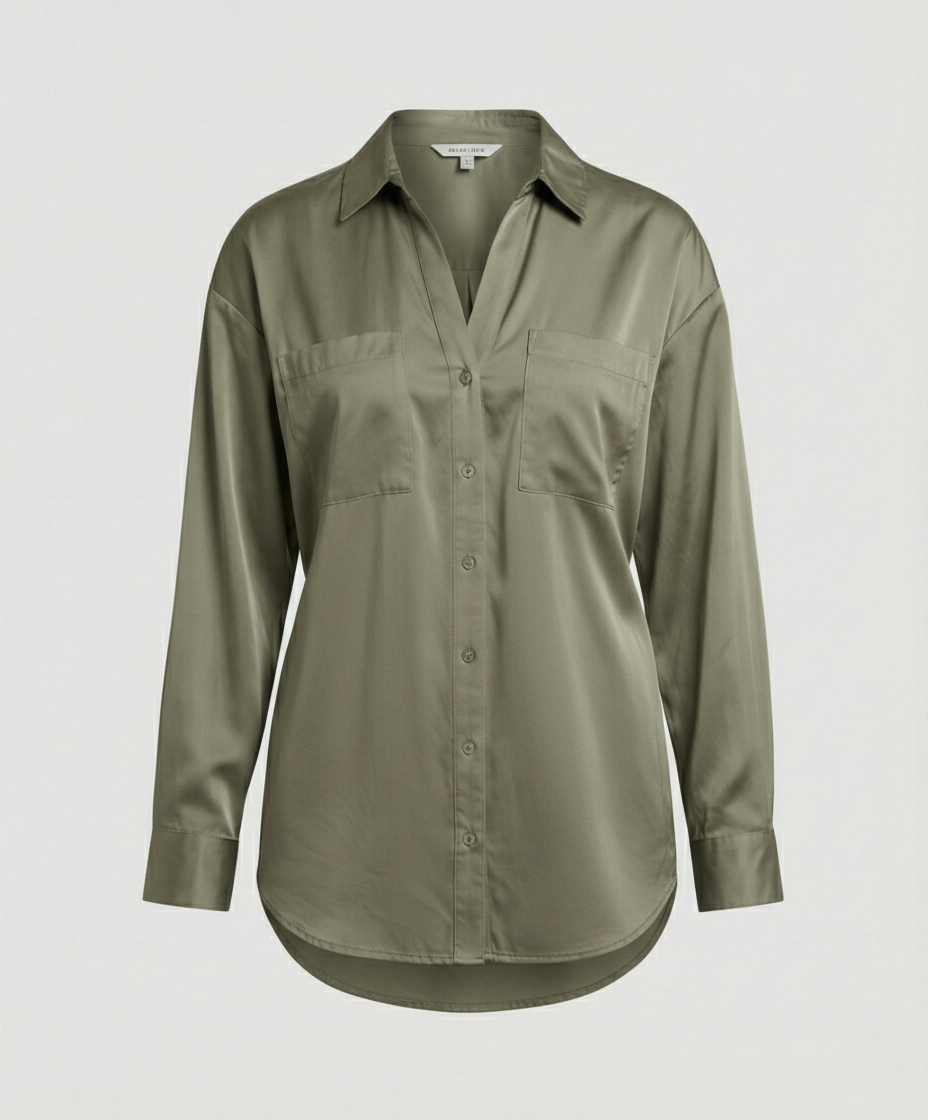 Damen Bluse Seidenoptik Oversize