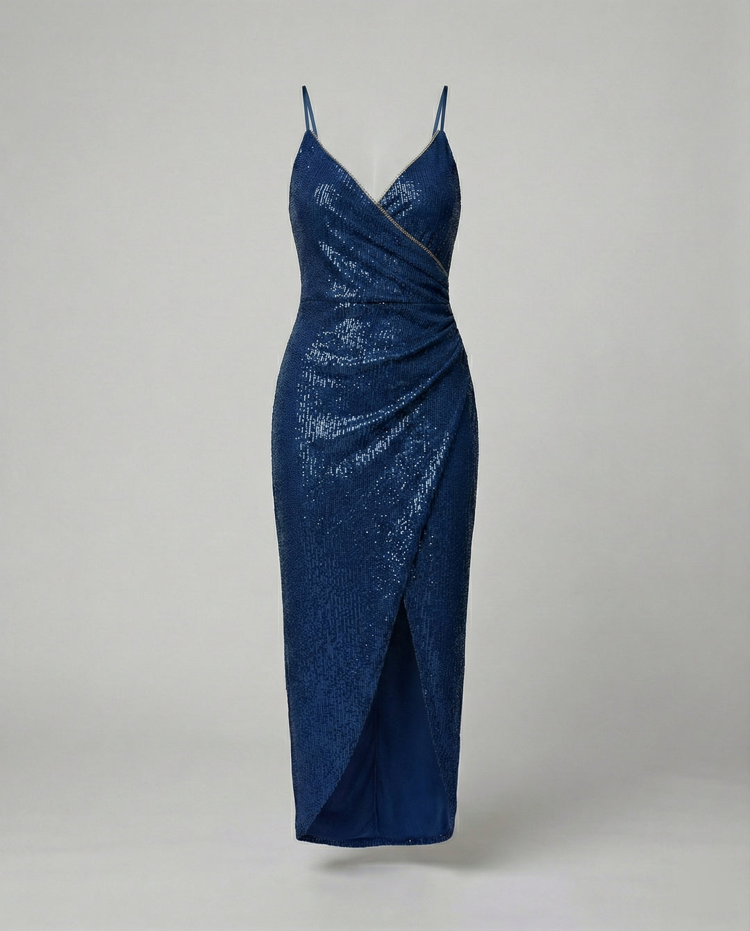 Damen Glamouröses Wickelkleid mit glitzender Oberfläche und hoch geschlitzt R&B