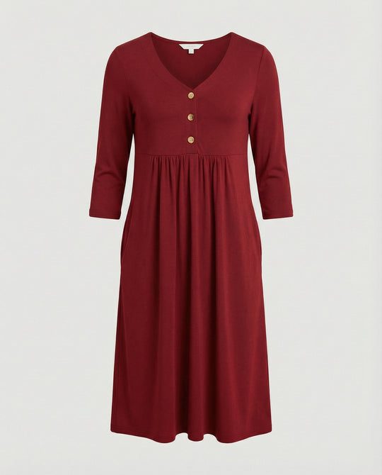 Damen Midikleid Empire V-Ausschnitt