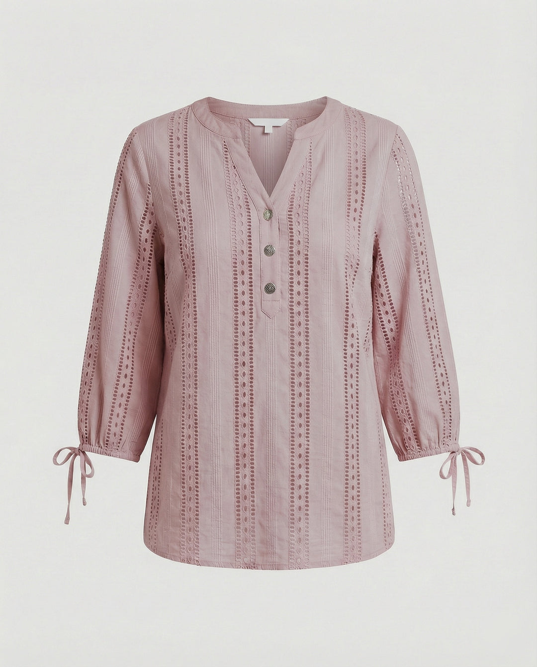 Damen Modisches Blusenshirt mit Spitzendetails und Knopfleiste R&B
