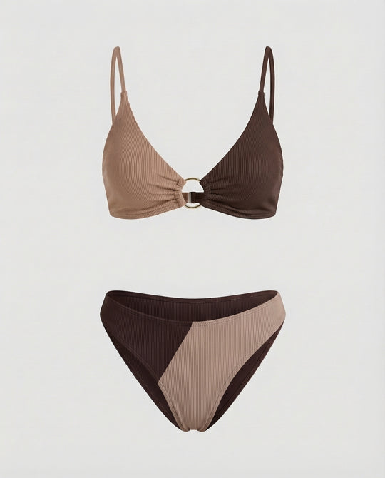 Damen Ripp-Bikini-Set Ringdetail