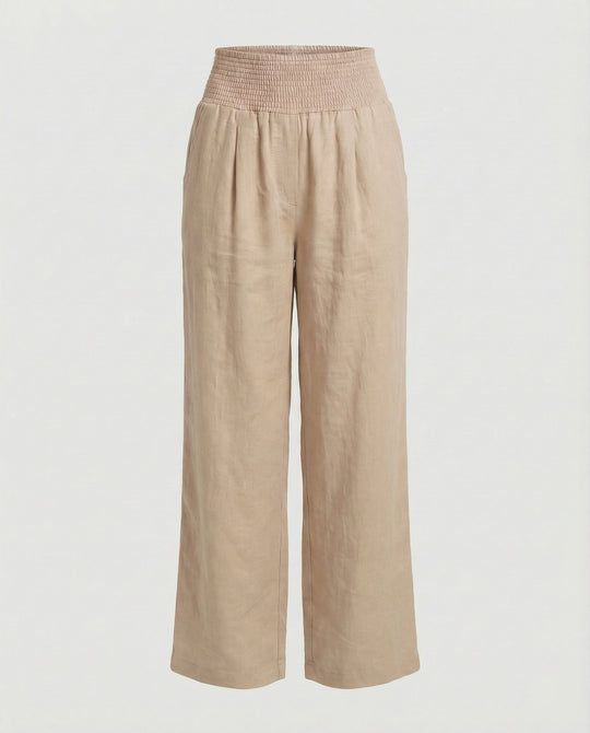 Damen Luftige Leinenhose mit elastischem Bund und Weitschnitt R&B