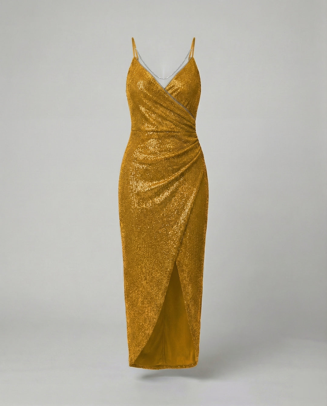 Damen Glamouröses Wickelkleid mit glitzender Oberfläche und hoch geschlitzt R&B