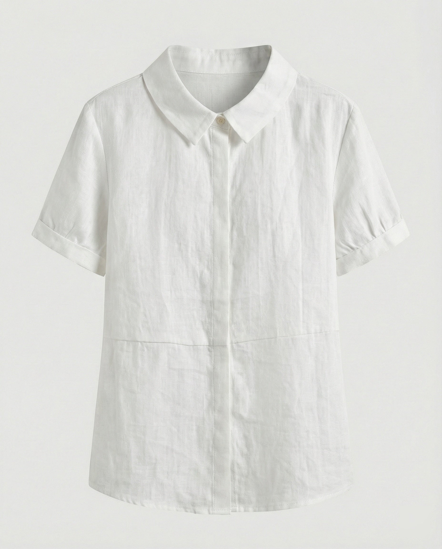 Damen Bluse Leinen Peter Pan Kragen