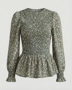 Bluse Damen Peplum Gesmokt
