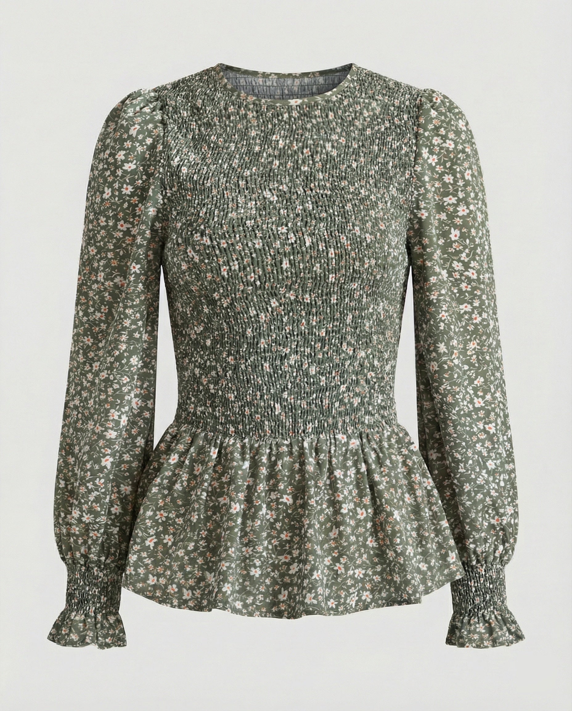 Bluse Damen Peplum Gesmokt