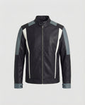 Herren Panel Lederjacke Stehkragen