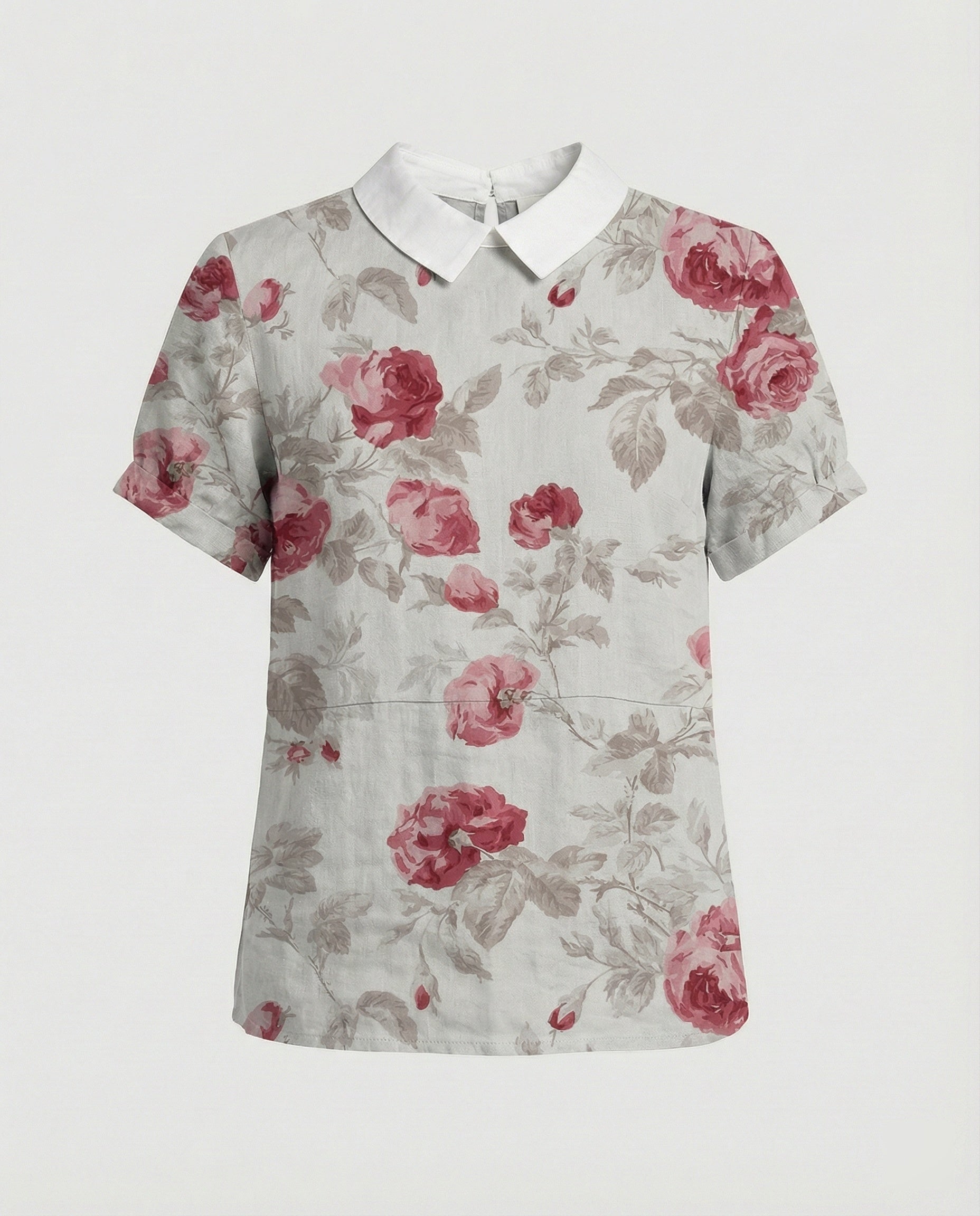 Damen Bluse Leinen Peter Pan Kragen