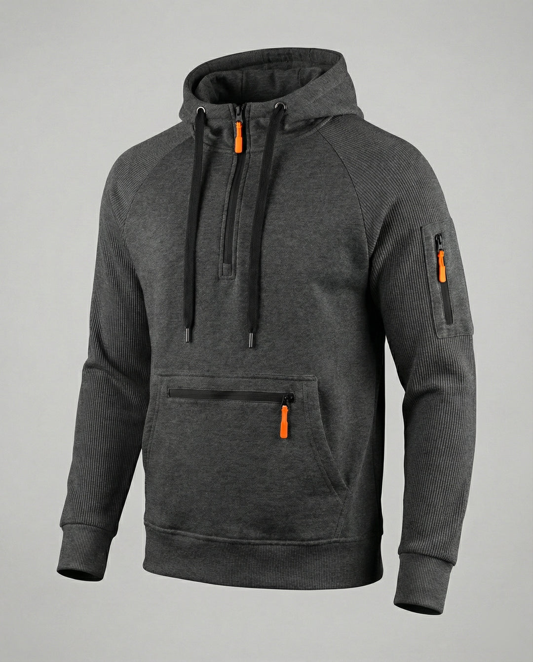 Herren sportlicher Hoodie mit praktischen Reißverschlusstaschen und verstellbarem Kapuzenzug R&B