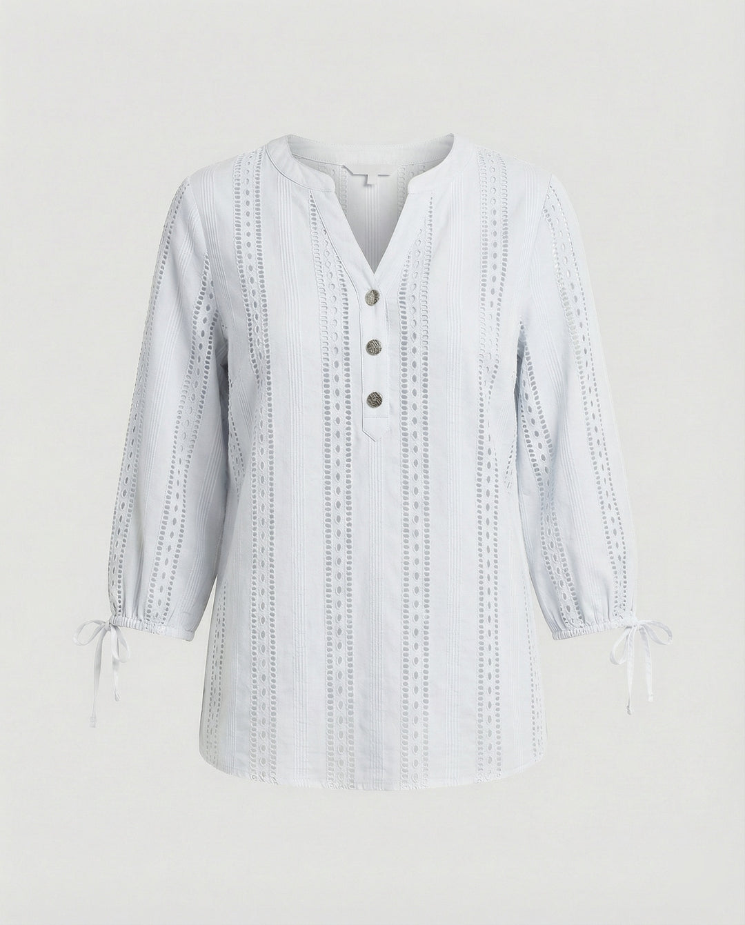 Damen Modisches Blusenshirt mit Spitzendetails und Knopfleiste R&B