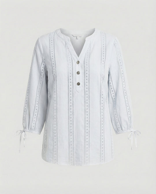 Damen Modisches Blusenshirt mit Spitzendetails und Knopfleiste R&B