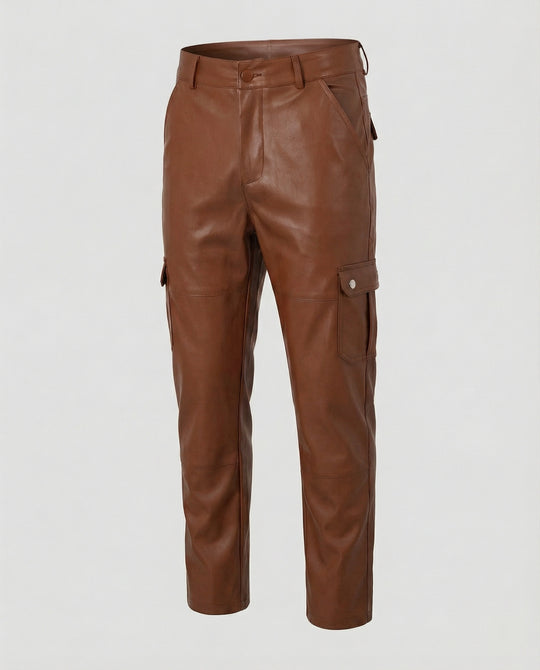 Herren Kunstleder Cargo-Hose mit Seitentaschen