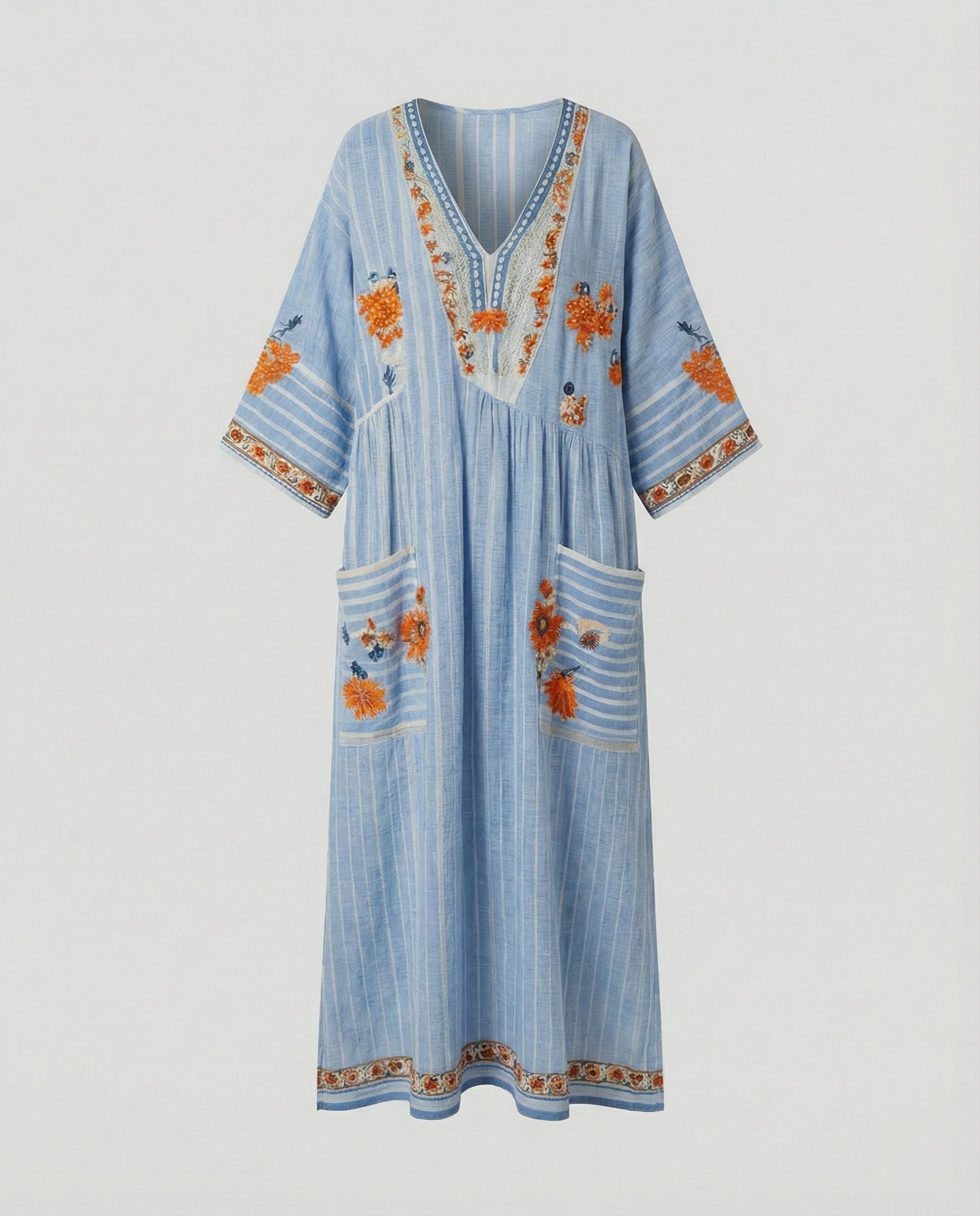 Leinen Kaftan Maxikleid Damen