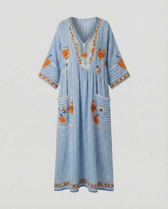 Leinen Kaftan Maxikleid Damen