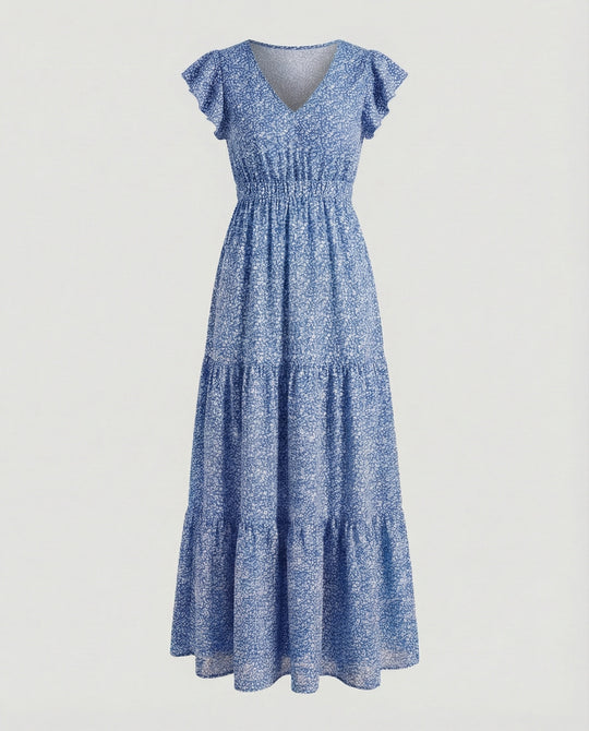 Damen Maxikleid Sommer Smokbund