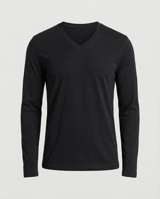 Herren lässiges V-Ausschnitt Langarmshirt R&B