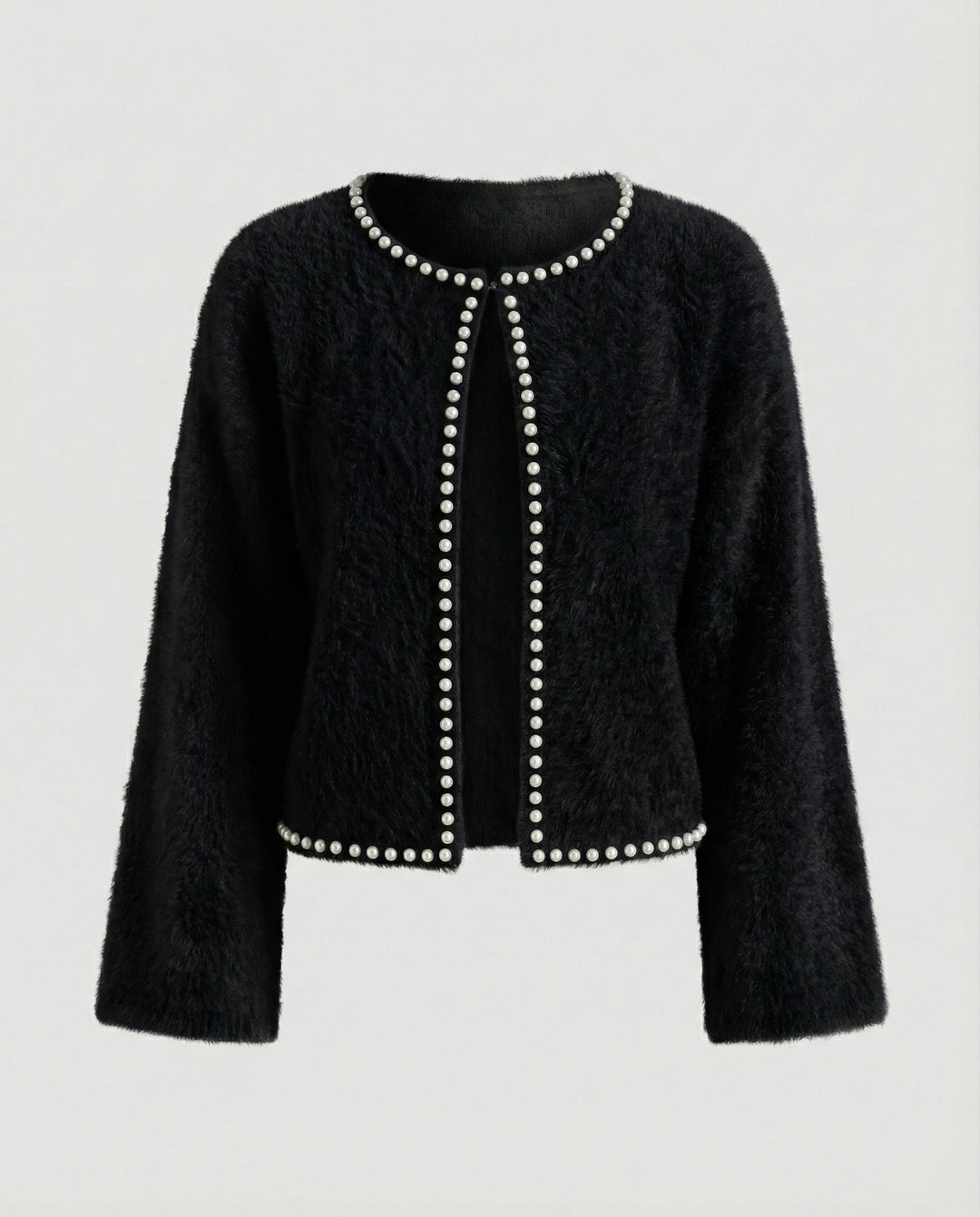 Strickjacke Damen flauschig mit Perlenverzierung