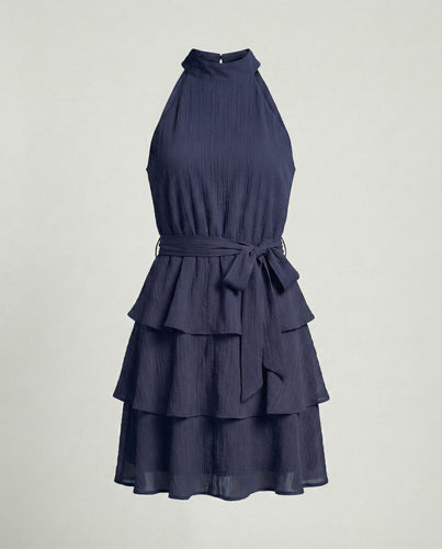 Neckholder Stufenkleid Mit Volant Damen