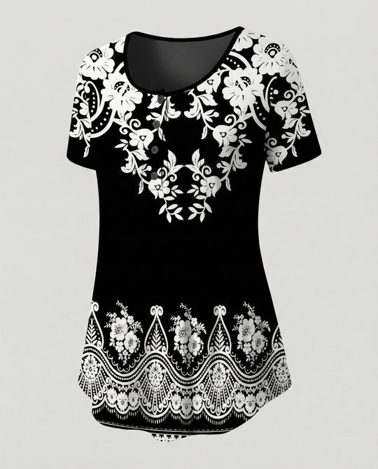 Damen Tunika Damen U-Ausschnitt Print