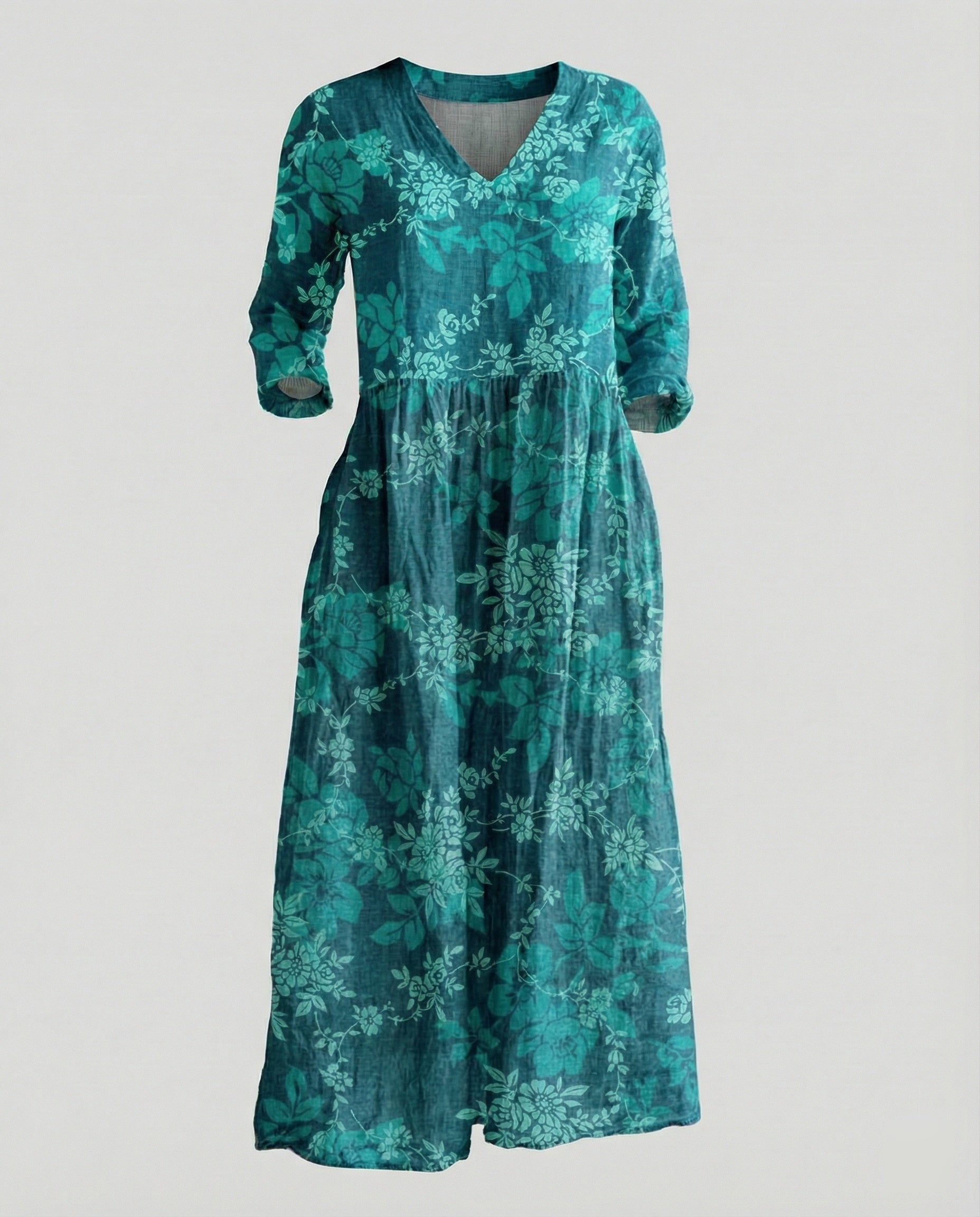Damen Boho Maxikleid Sommer Leinenoptik