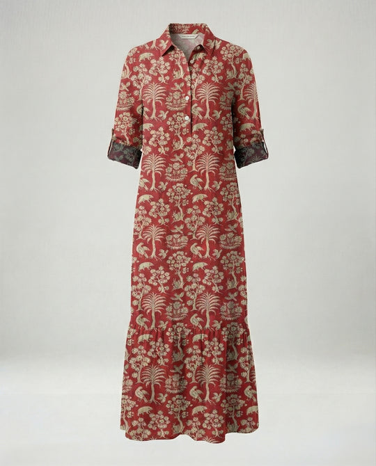 Damen Hemdblusenkleid mit Volant