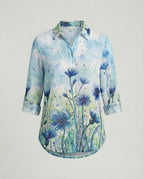 Leinenoptik Bluse Damen Floral