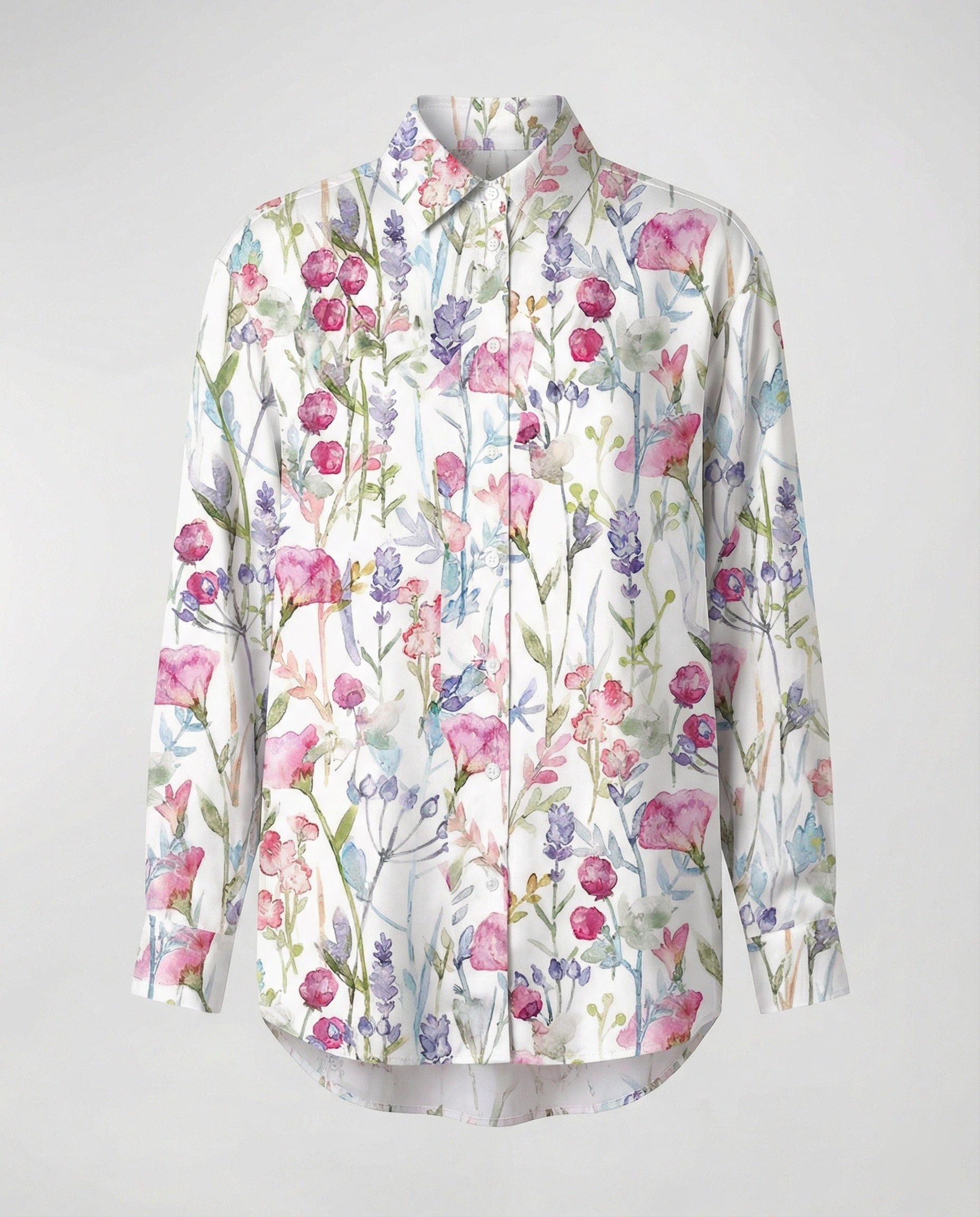 Leichte Hemdbluse Damen Aquarell Blumen