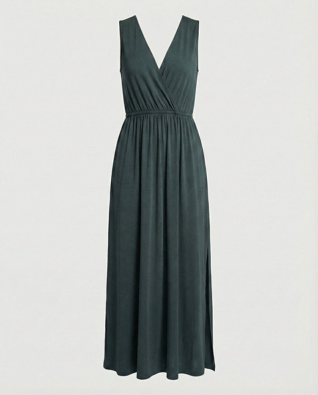Damen Maxikleid Wickeloptik mit Beinschlitz