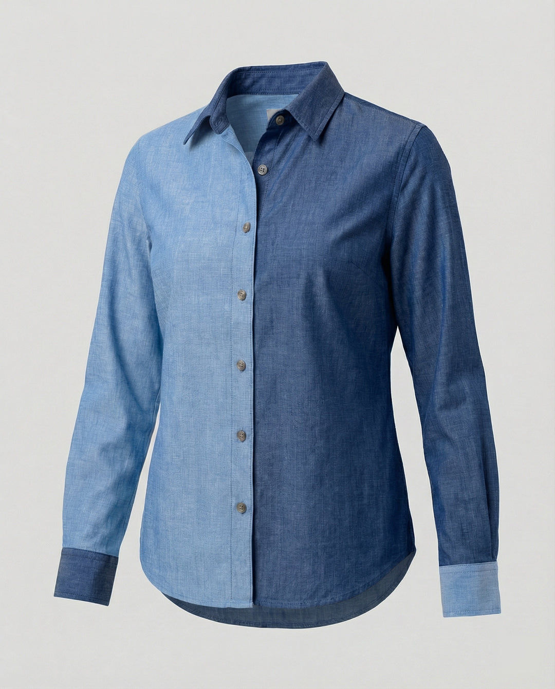 Zweifarbige Hemdbluse Jeansoptik Damen