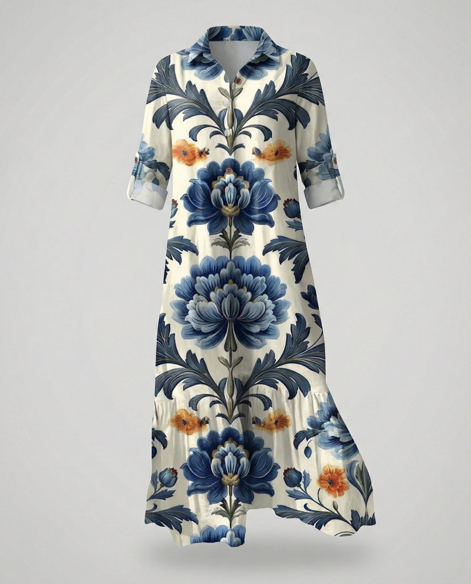Damen Hemdblusenkleid mit Volant