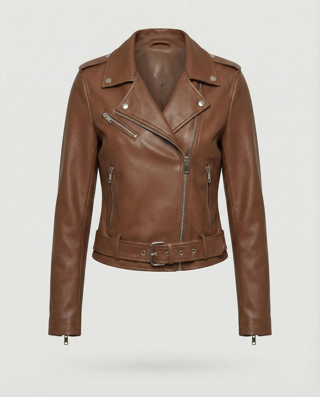 Damen Lederjacke Schwarz Echtleder Look