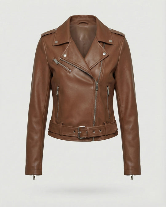 Damen Lederjacke Schwarz Echtleder Look