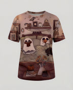 Kurzarmshirt Totenkopf Print Damen