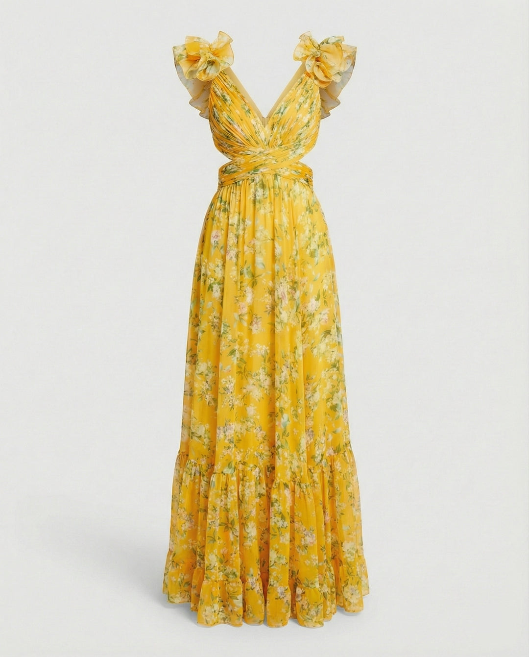 Damen Maxikleid Chiffon V-Ausschnitt