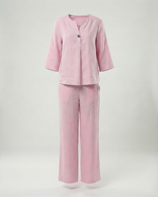 Damen leichte Leinenbluse mit Knopfdetails
