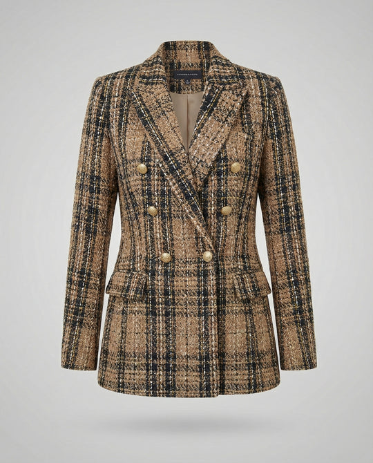 Damen Blazer Tweed Doppelreiher