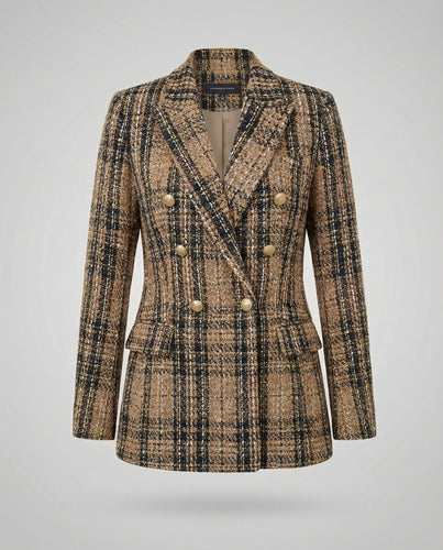 Damen Blazer Tweed Doppelreiher
