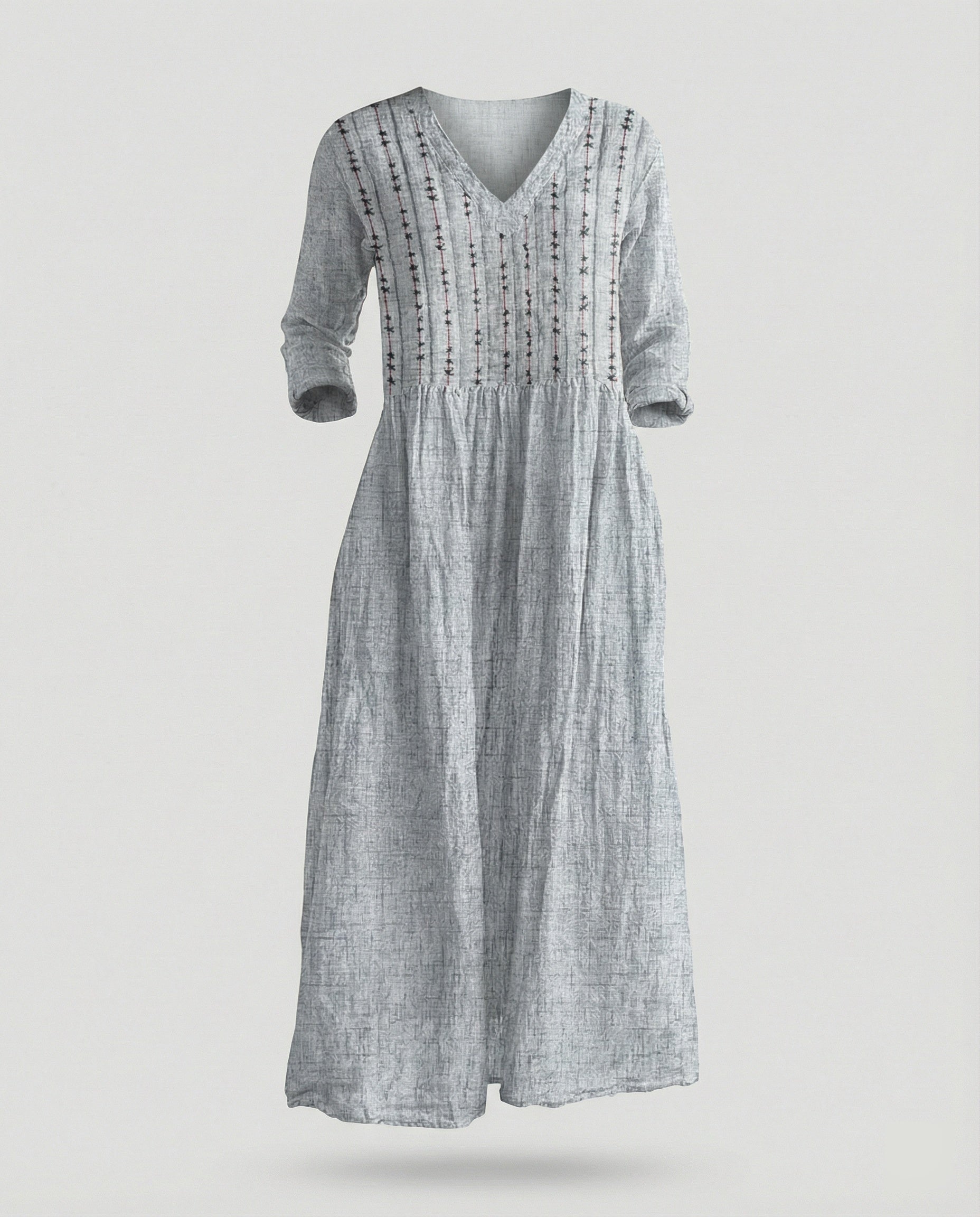Damen Boho Maxikleid Sommer Leinenoptik
