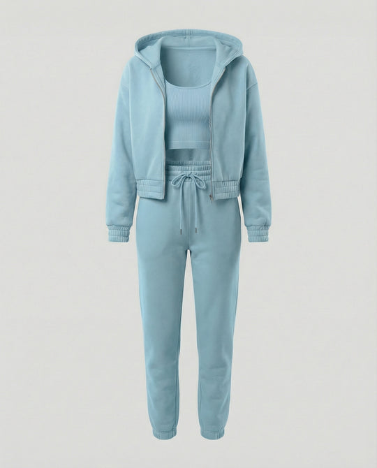 Damen Freizeit Set 3-teilig mit Hoodie und Jogginghose